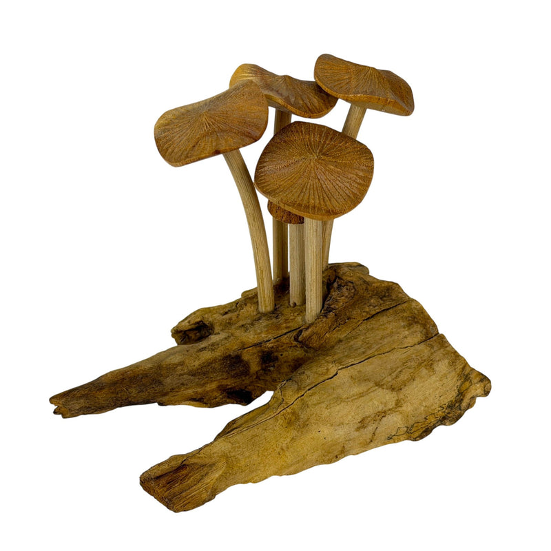 4.5 inches - Image 1 - Things2die4 Decorative Mushroom Figurine Sculpture in Natural Wood on Root Base, 4.5 Inch Freestanding