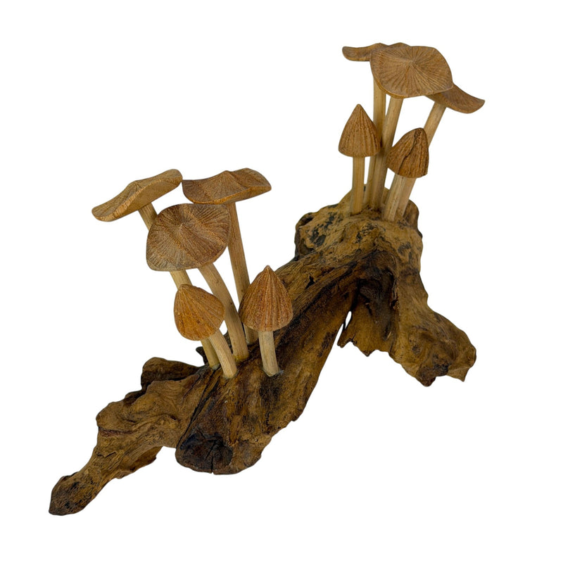 5.5 inches - Image 2 - Things2die4 Wood Mushroom Sculpture on Root Base, Natural Finish Freestanding Tabletop Figurine, 5.5