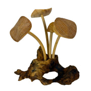 6 inches - Image 1 - Things2die4 Decorative Mushroom Figurine in Natural Wood on Root Base, Freestanding Nature-Inspired