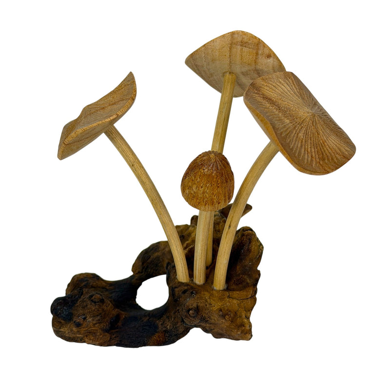 6 inches - Image 3 - Things2die4 Decorative Mushroom Figurine in Natural Wood on Root Base, Freestanding Nature-Inspired
