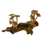5.5 inches - Image 1 - Things2die4 Wood Mushroom Sculpture on Root Base, Natural Finish Freestanding Tabletop Figurine, 5.5