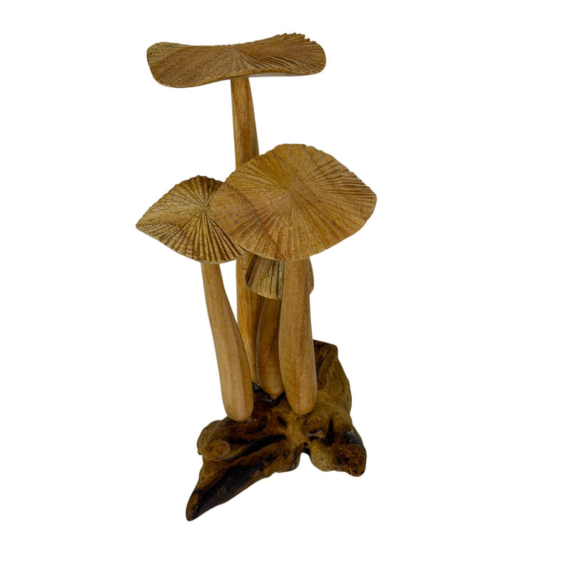 8.5 inches - Image 2 - Things2die4 Decorative Mushroom Figurine in Natural Wood on Root Base, 8.5 Inch Freestanding Sculpture