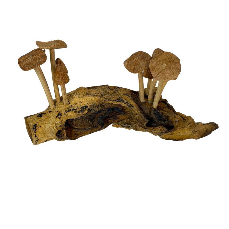 5.5 inches - Image 3 - Things2die4 Wood Mushroom Sculpture on Root Base, Natural Finish Freestanding Tabletop Figurine, 5.5
