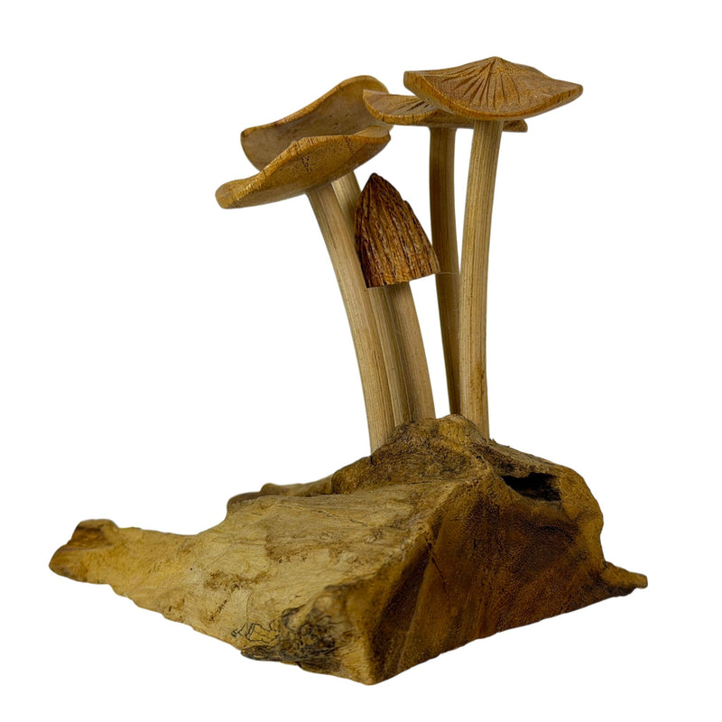 4.5 inches - Image 5 - Things2die4 Decorative Mushroom Figurine Sculpture in Natural Wood on Root Base, 4.5 Inch Freestanding