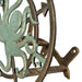 Zeckos 11.75 Inch Cast Iron Octopus Compass Rose Garden Hose Holder, Bronze Verde Patina Nautical Outdoor Wall Mounted