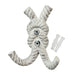 Zeckos 4 Inch Cast Iron Rope Knot Wall Hooks, Set of 3 Nautical Double Coat Hooks, Antique White Coastal Wall Decor with