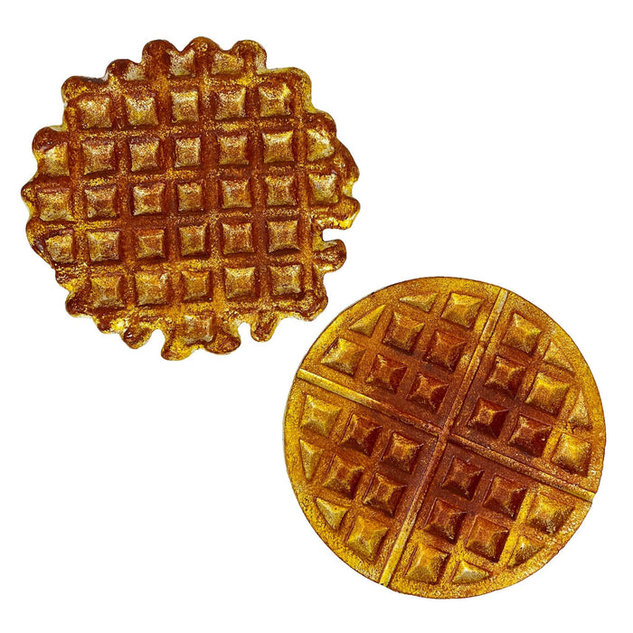Waffle Set - Image 1 - Zeckos Set of 2 Cast Iron Metal Waffle Trivets – Belgian & Round, 8" Kitchen Plaques, Durable