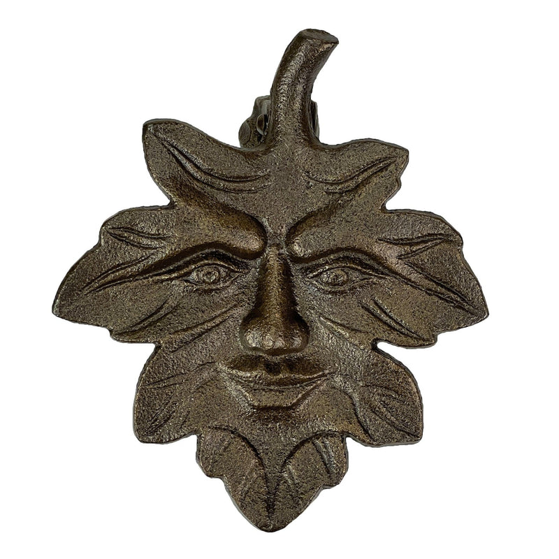Zeckos Enchanting Leaf Face Door Knocker - Bronze Finish Cast Iron Decorative Accent for an Eclectic Home Entrance - Easy