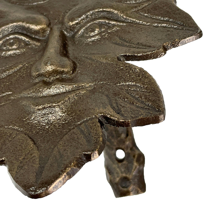 Zeckos Enchanting Leaf Face Door Knocker - Bronze Finish Cast Iron Decorative Accent for an Eclectic Home Entrance - Easy