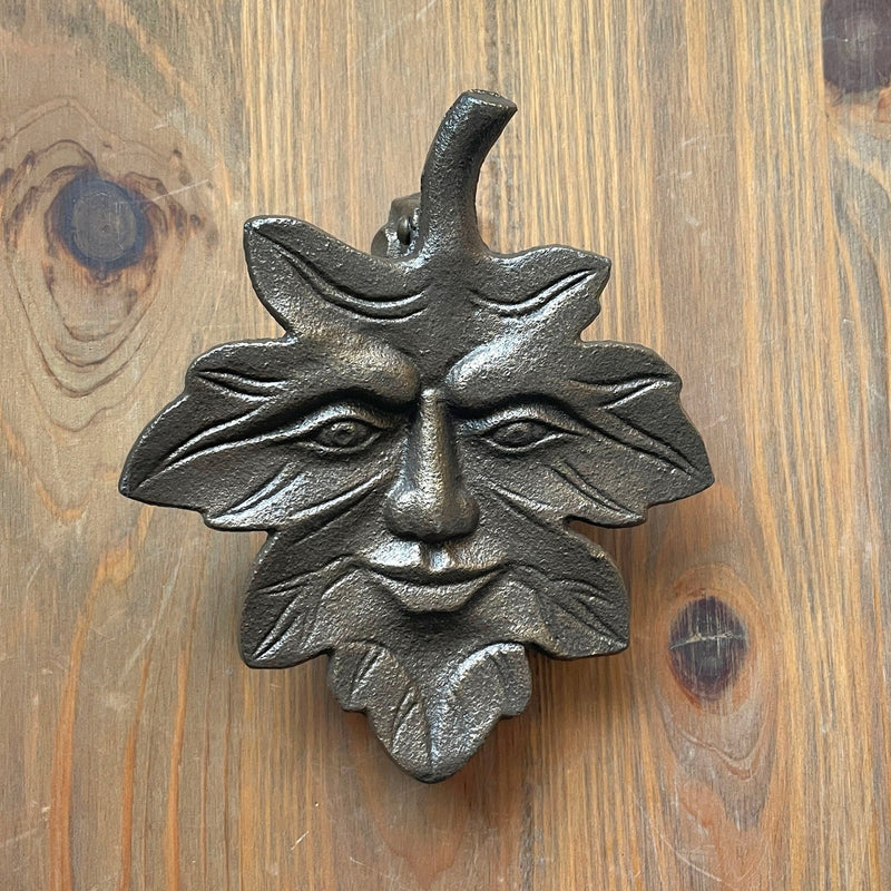 Zeckos Enchanting Leaf Face Door Knocker - Bronze Finish Cast Iron Decorative Accent for an Eclectic Home Entrance - Easy