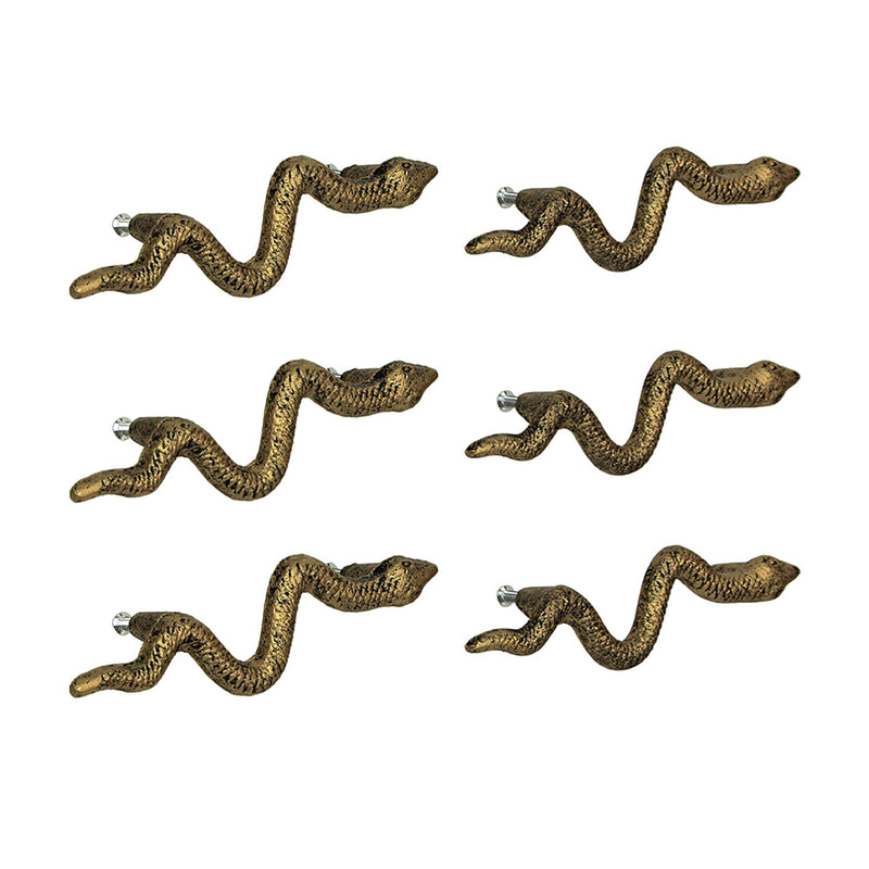 Gold - Image 2 - Set of 6 Cast Iron Snake Drawer Pulls, 6 Inch Antique Gold Cabinet Handles, Gothic Reptile Hardware for