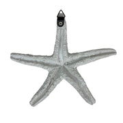 Zeckos Starfish Wall Sculptures Set of 3, Resin Coastal Wall Decor with Weathered White, Aqua and Blue Finish, 9.5 X 10.5