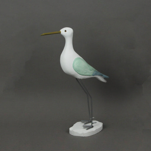 15 Inch Hand Carved White Painted Wood Bird Statue Home Coastal Decor Sculpture Image 2