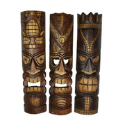 24 Inch Hand Carved Tiki Mask Wall Decor Tropical Beach Home Hanging Art Set of 3 Image 1