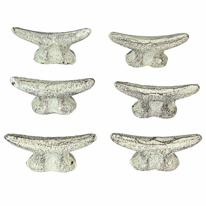 Off-white - Image 1 - Set of 6 Antique White Cast Iron Boat Cleat Drawer Pulls: 2.5 Inches Long, Decorative Nautical Cabinet