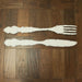 Set of 2 Large Knife and Fork White Metal Wall Hangings - Decorative Utensil Pieces for Country Farmhouse Kitchen Decor -