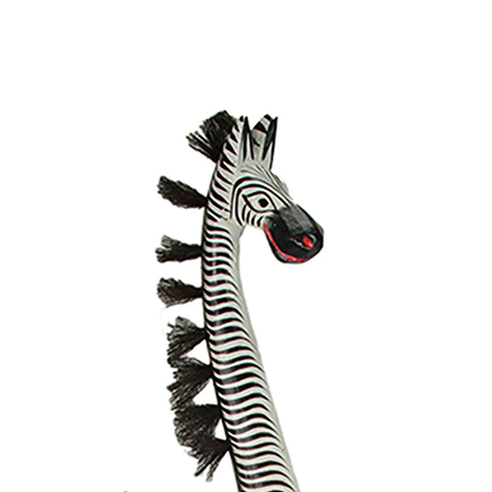 Hand-Carved Black and White Wooden Zebra Statue: Exquisite Safari Art Sculpture - African Style Decor - 36 Inches Tall -