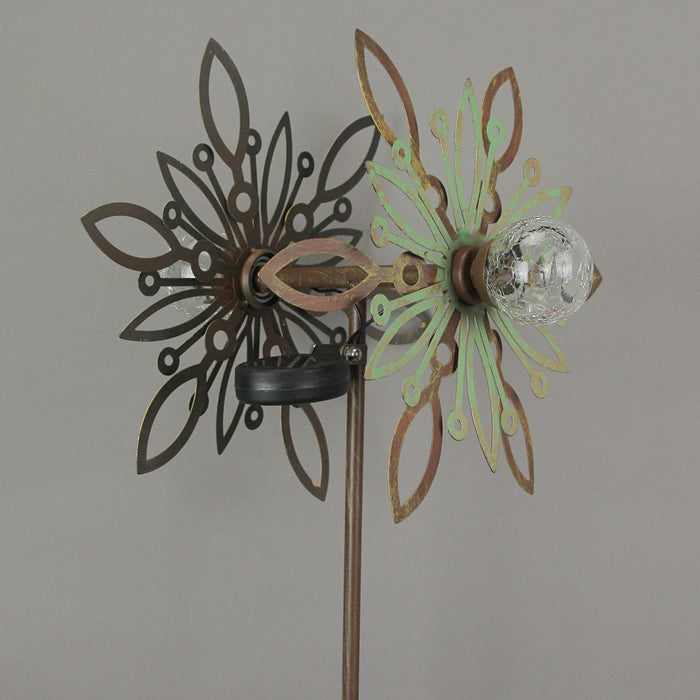36 Inch Metal Solar LED Kinetic Wind Spinner Outdoor Garden Yard Art Flower Image 3
