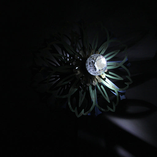 36 Inch Metal Solar LED Kinetic Wind Spinner Outdoor Garden Yard Art Round Flower Image 2