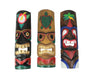 Set of 3 Colorful Hawaiian Island Style Wooden Tiki Wall Décor Masks 20 Inches High Image 1