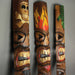 Set of 3 Double Tiki Mask Totem Hand Carved Wall Decor Tribal Sculpture 40 Inch Image 5