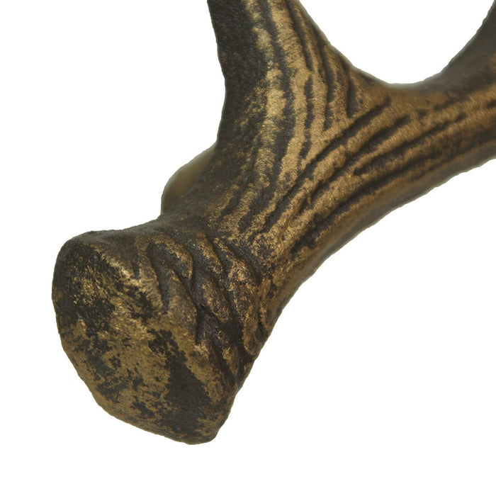 Set of 6 Antique Bronze Finish Cast Iron Deer Antler Drawer Pulls – Perfect for Cabinets and Dressers, 6.25 Inches Long,