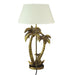 Antique Gold Finish Double Palm Tree Resin Table Lamp - Stylish Bedroom Nightstand Light for Tropical Décor - 25.5 Inches