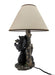 Black Bear Family Table Lamp W/ Tree Bark Print Shade Western Décor Image 3