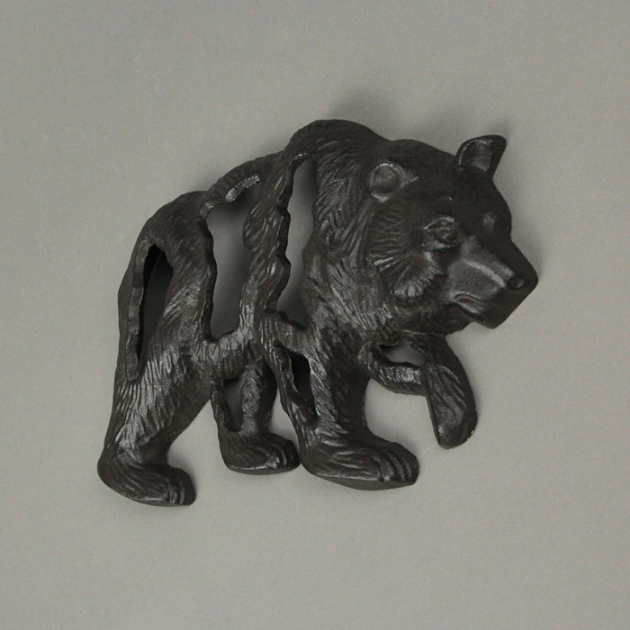 Cast Iron Bear Wall Mounted Sculpture Cabin Home Art Hanging Plaque Lodge Decor Image 4