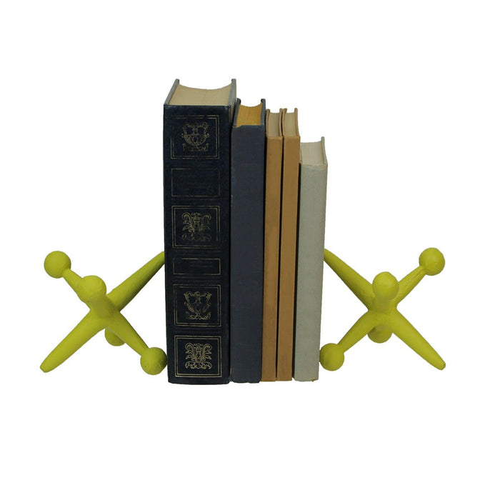 Yellow - Image 2 - Vintage-Inspired Yellow Enamel Cast Iron Giant Toy Jack Bookends - Decorative Tabletop Sculptures -