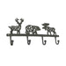 Wilderness Charm - Rustic Brown Cast Iron Moose, Bear, and Deer Wall Mounted Hook Rack - Cabin or Lodge Decor Accent - 13.75