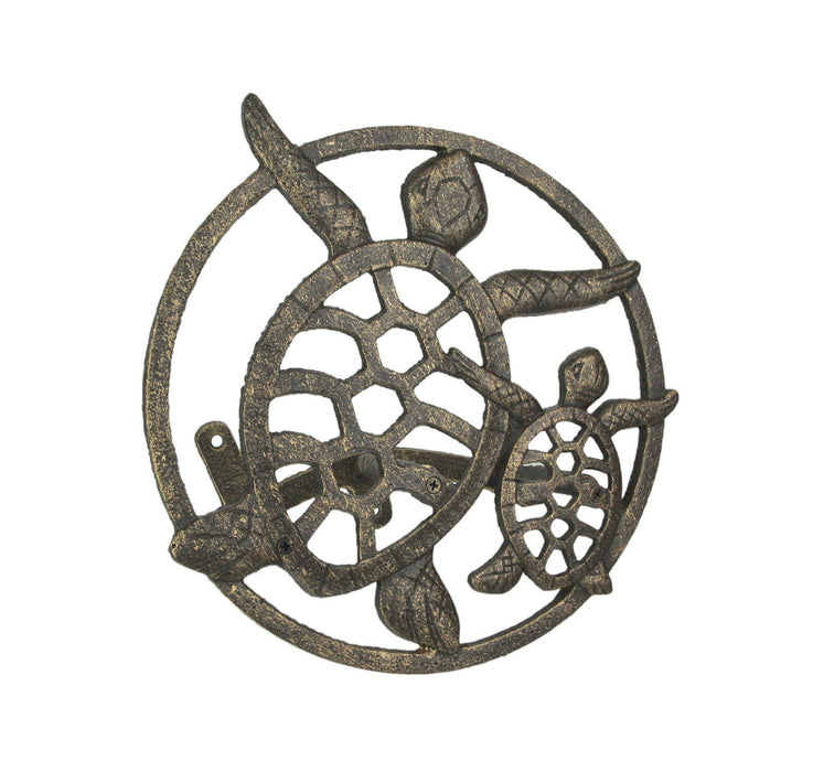 Bronze - Image 1 - Bronze Sea Turtle Cast Iron Hose Holder: Decorative Wall-Mounted Garden Hose Hanger - Nautical Outdoor
