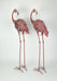 Elegant 34-Inch Tall Handcrafted Metal Pink Flamingo Yard Statues - Graceful Outdoor Decorative Pair with Elongated Necks and