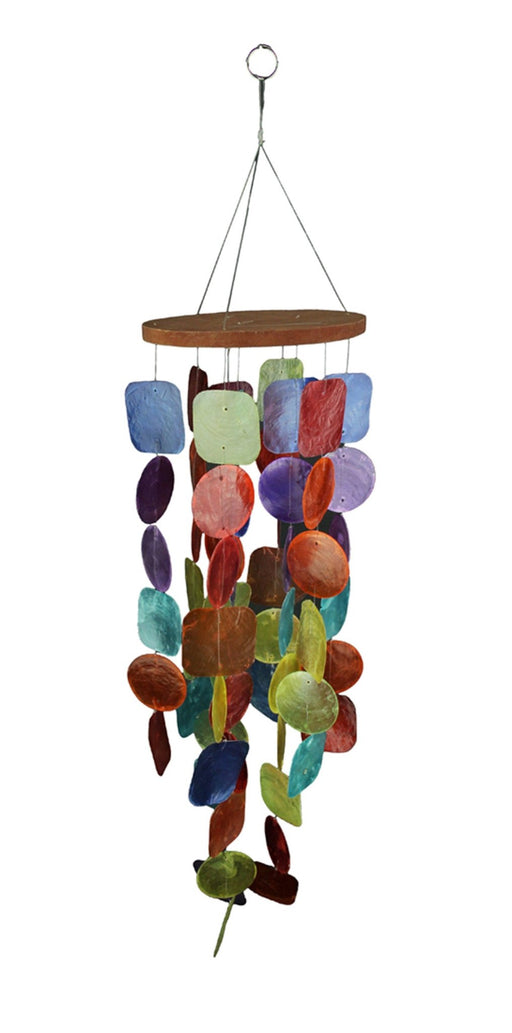 Enchanting Multicolor Capiz Shell Hanging Wind Chime - Vibrant Outdoor Decor for Garden, Patio, and Yard - Crafted with Dyed