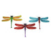 Enchanting Set of 3 Multicolor Metal Dragonfly Hanging Wall Sculptures -  indoor or Outdoor Decor  - Home and Garden Art -