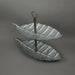 Galvanized Grey Zinc Finish Leaf-Shaped Two-Tier Serving and Display Tray - Charming Farmhouse Decor with For Kitchens and