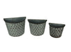 Galvanized Metal Indoor Outdoor Wall Mount Basket Planters Lattice Look - Set of 3 Grey Boho Décor - Nesting Small (8 x 6.5