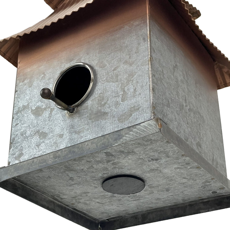 Galvanized Grey Metal Japanese Pagoda Style Hanging Birdhouse, 11.5 Inches High - A Perfect Blend of Elegance and