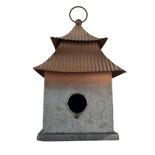 Galvanized Grey Metal Japanese Pagoda Style Hanging Birdhouse, 11.5 Inches High - A Perfect Blend of Elegance and
