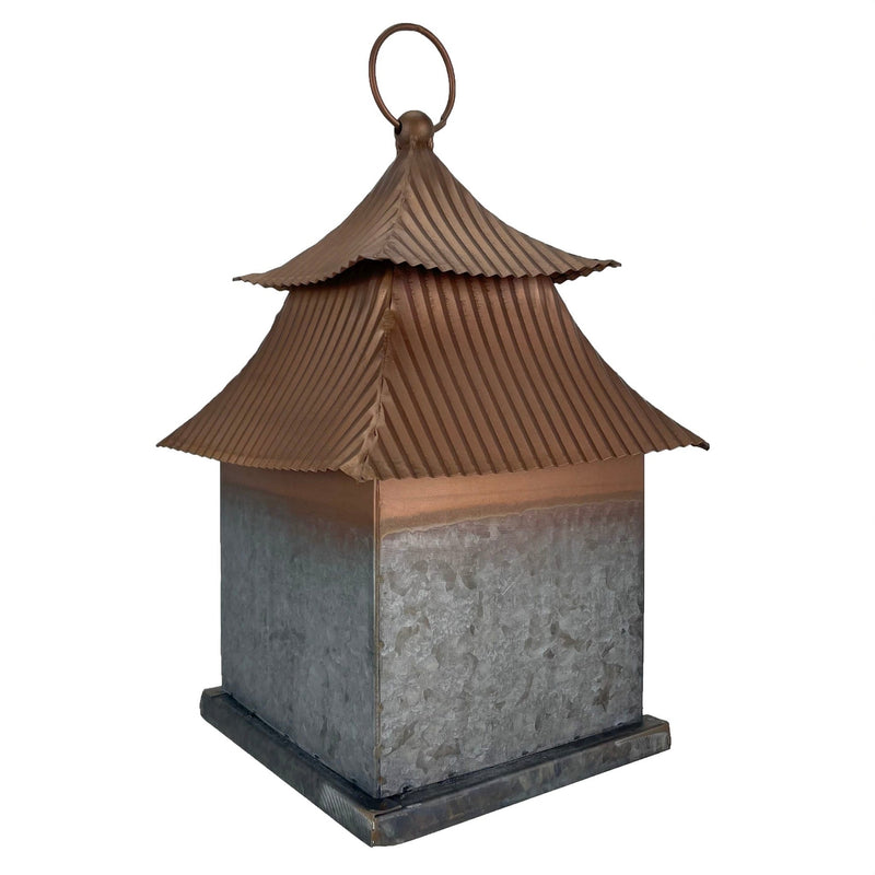 Galvanized Grey Metal Japanese Pagoda Style Hanging Birdhouse, 11.5 Inches High - A Perfect Blend of Elegance and