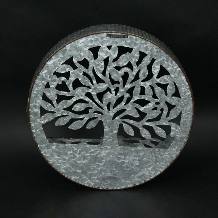 Galvanized Metal Tree of Life Wall Pocket Planter: A Distinctive and Rustic Decorative Vase for Indoor and Outdoor Greenery -