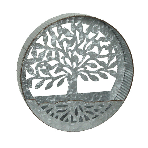 Galvanized Metal Tree of Life Wall Pocket Planter: A Distinctive and Rustic Decorative Vase for Indoor and Outdoor Greenery -