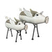 White - Image 1 - Set of 2 Rustic White Finish Metal Flying Pig Standing Planters For Herbs and Flowers - Charming