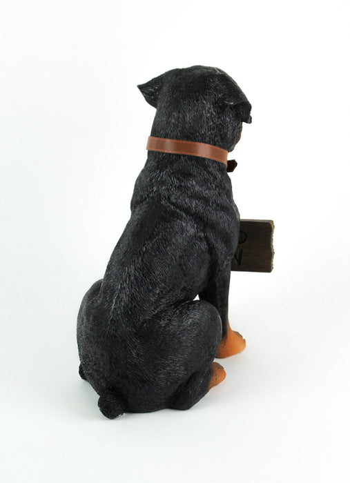 Guardian of Love - Buddy Rottweiler Welcome Statue with Reversible Sign - Adorable Canine Charm for Indoor and Outdoor