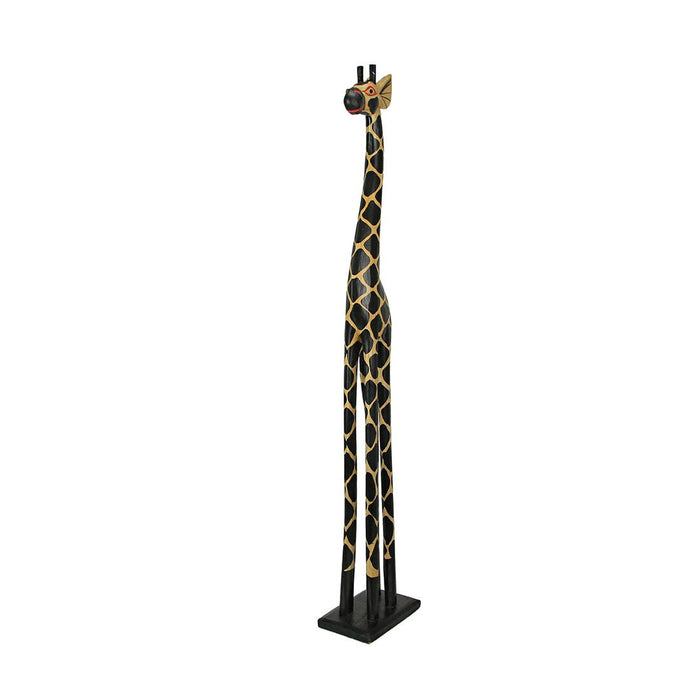 36 Inch - Image 2 - Hand-Carved 36-Inch Tall Hand-Stained Brown Wood Giraffe Sculpture: A Striking Safari Home Decor Accent,