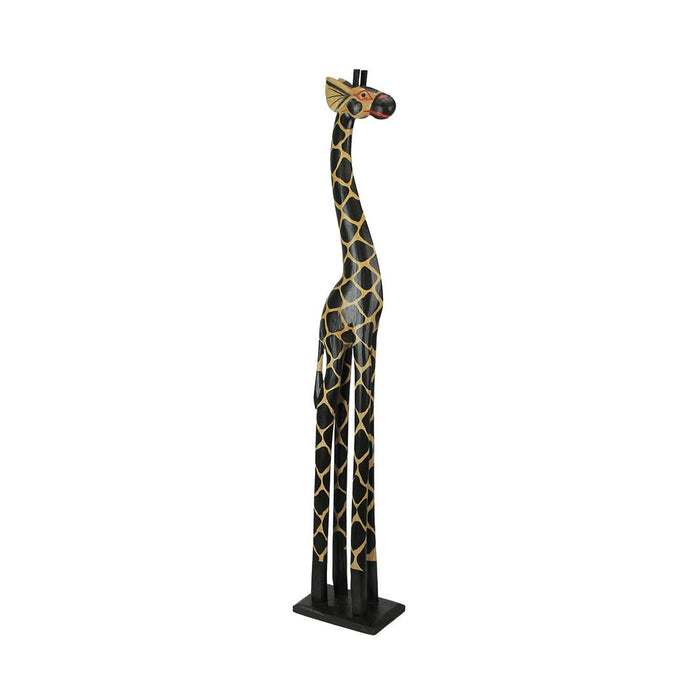 36 Inch - Image 1 - Hand-Carved 36-Inch Tall Hand-Stained Brown Wood Giraffe Sculpture: A Striking Safari Home Decor Accent,