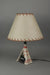 Hand-Painted Rustic Western Table Lamp with Mama Black Bear Reading a Book to Cub Inside Teepee Tent, 13.75 Inch Diameter