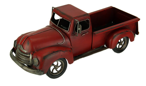 Hand Painted Vintage Red Pickup Truck Metal Statue Western Décor Image 1