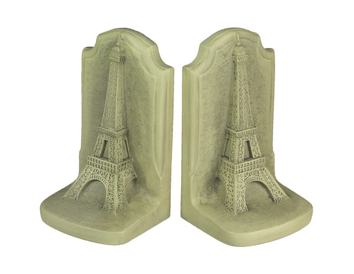 Historical Wonders Collection Aged White Resin Eiffel Tower Bookends - Artistic French Historic Monument Bookshelf Room