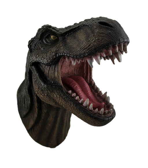 Jurassic Jaws Snarling Tyrannosaurs Rex Wall Mounted Dinosaur Head Bust Sculpture T-Rex Decor Image 1